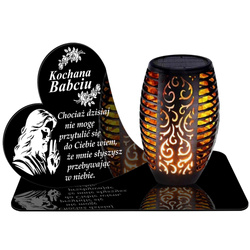 ZNICZ SOLARNY LED WIECZNY PODSTAWKA NA CMENTARZ GRÓB Serce EFEKT PŁOMIENIA