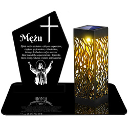 ZNICZ SOLARNY LED WIECZNY PODSTAWKA NA CMENTARZ GRÓB lampka Krzyż 3D dla Męża