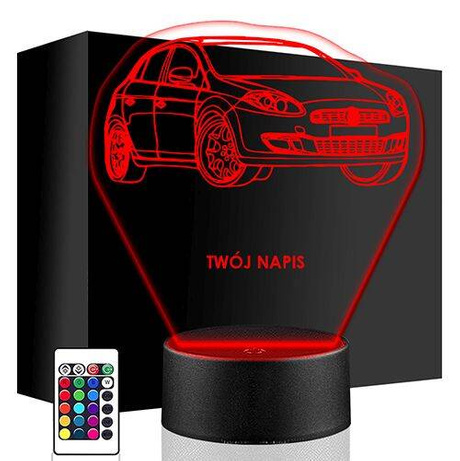 LAMPKA NOCNA LED FIAT BRAVO AUTO 3D + PILOT prezent URODZINY statuetka