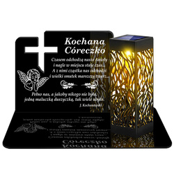 ZNICZ SOLARNY LED WIECZNY PODSTAWKA NA CMENTARZ GRÓB lampka Krzyż 3D DLA CÓRKI