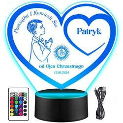 LAMPKA NOCNA LED PREZENT NA KOMUNIĘ ŚWIĘTĄ KOMUNIA PAMIĄTKA STATUETKA obraz