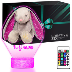 LAMPKA NOCNA LED 3D KRÓLIK MASKOTKA prezent dziewczynki URODZINY dziecka