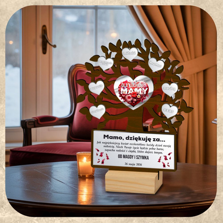 Prezent DLA MAMY na Dzień Matki na urodziny TEŚCIOWEJ DRZEWKO z GRAWEREM