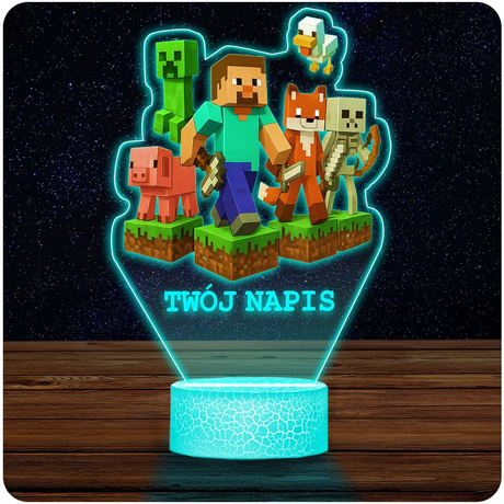 LAMPKA NOCNA LED 3D MINECRAFT GRA prezent dziecka URODZINY statuetka