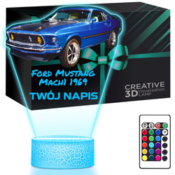 LAMPKA NOCNA LED 3D AUTO Ford Mustang Mach 1 prezent dla dziecka URODZINY statuetka + pilot