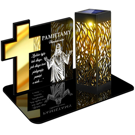 ZNICZ SOLARNY LED WIECZNY PODSTAWKA NA CMENTARZ GRÓB lampka Krzyż 3D