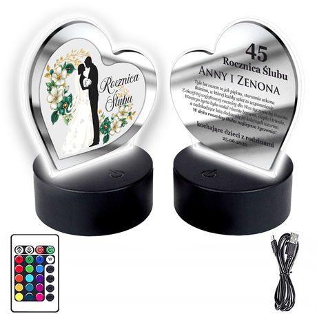 OBRAZEK LED PREZENT NA ROCZNICĘ ŚLUBU JUBILEUSZ 10 20 30 40 50 PAMIĄTKA