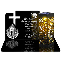 ZNICZ SOLARNY LED WIECZNY PODSTAWKA NA CMENTARZ GRÓB lampka Krzyż 3D