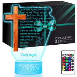 LAMPKA NOCNA LED 3D MODLITWA OJCZA NASZ prezent dziecka URODZINY KOMUNIA