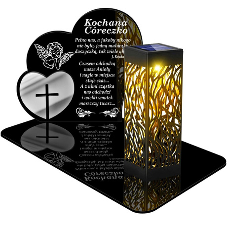 ZNICZ SOLARNY LED WIECZNY PODSTAWKA NA CMENTARZ GRÓB lampka Serce 3D DLA CÓRKI