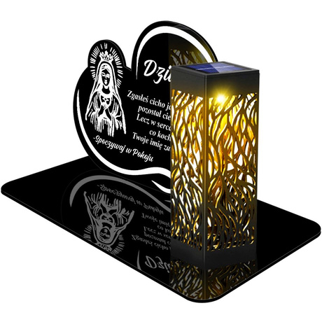ZNICZ SOLARNY LED WIECZNY PODSTAWKA NA CMENTARZ GRÓB lampka Napis Serce 3D  DLA DZIADKA