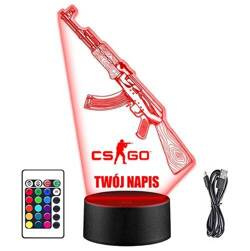 LAMPKA NOCNA LED CS GO BROŃ KARABIN 3D + PILOT prezent URODZINY statuetka