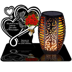 ZNICZ SOLARNY LED WIECZNY PODSTAWKA NA CMENTARZ GRÓB Kwiaty EFEKT PŁOMIENIA