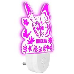 Lampka Nocna LED dla Dzieci MOTYLEK KWIATKI do kontaktu gniazdka CZUJNIK