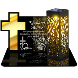 ZNICZ SOLARNY LED WIECZNY PODSTAWKA NA CMENTARZ GRÓB lampka Krzyż 3D DLA MAMY