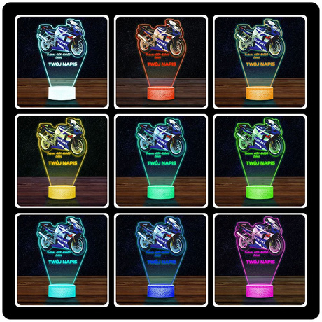 LAMPKA NOCNA LED 3D Motor Ścigacz Suzuki GSX-R1000 prezent dla dziecka URODZINY statuetka + pilot