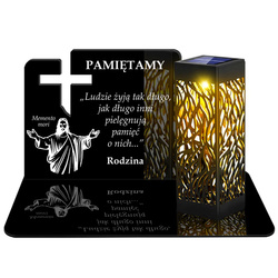 ZNICZ SOLARNY LED WIECZNY PODSTAWKA NA CMENTARZ GRÓB lampka Krzyż 3D