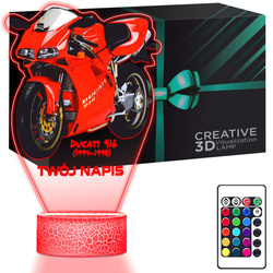 LAMPKA NOCNA LED 3D Motor Ścigacz Ducati 916 prezent dla dziecka URODZINY statuetka + pilot