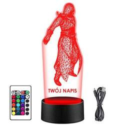 LAMPKA NOCNA LED GRA ASSASSIN'S CREED 3D + PILOT prezent URODZINY statuetka