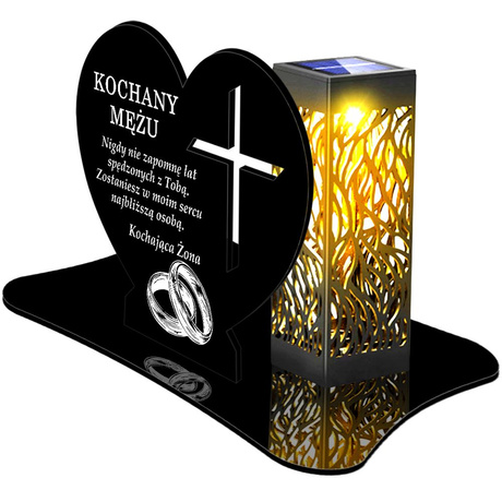 ZNICZ SOLARNY LED WIECZNY PODSTAWKA NA CMENTARZ GRÓB lampka Serce 3D DLA MĘŻA
