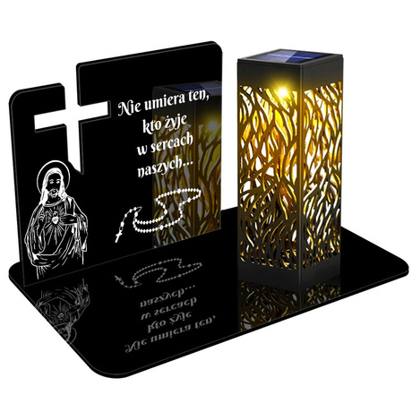 ZNICZ SOLARNY LED WIECZNY PODSTAWKA NA CMENTARZ GRÓB lampka Krzyż 3D