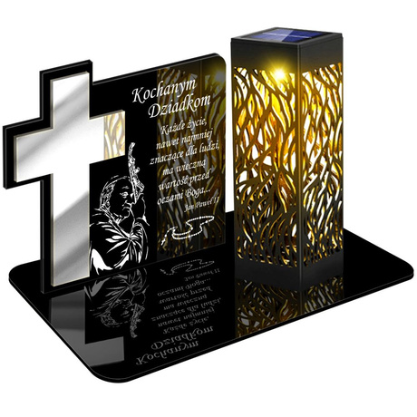 ZNICZ SOLARNY LED WIECZNY PODSTAWKA NA CMENTARZ GRÓB lampka Krzyż 3D DLA DZIADKÓW