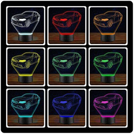 LAMPKA NOCNA LED BMW SERIA 5 AUTO 3D + PILOT prezent URODZINY statuetka