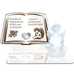 ZNICZ LED GRÓB Dziecka Córki Syna ANIOŁEK PODSTAWKA NA CMENTARZ BIAŁY ANIOŁ