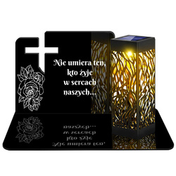 ZNICZ SOLARNY LED WIECZNY PODSTAWKA NA CMENTARZ GRÓB lampka Krzyż 3D