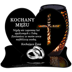 ZNICZ SOLARNY LED WIECZNY PODSTAWKA NA CMENTARZ GRÓB Krzyż EFEKT PŁOMIENIA DLA MĘŻA