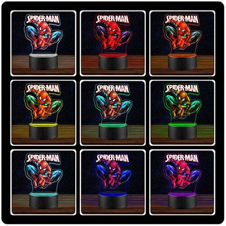 LAMPKA NOCNA LED SPIDERMAN SUPERBOHATER 3D PILOT prezent URODZINY statuetka