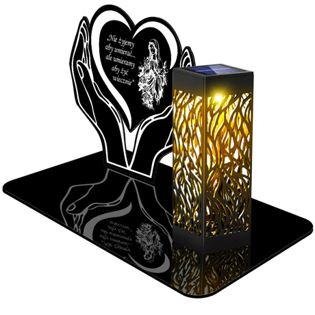 ZNICZ SOLARNY LED WIECZNY PODSTAWKA Serce NA CMENTARZ GRÓB lampka 3D