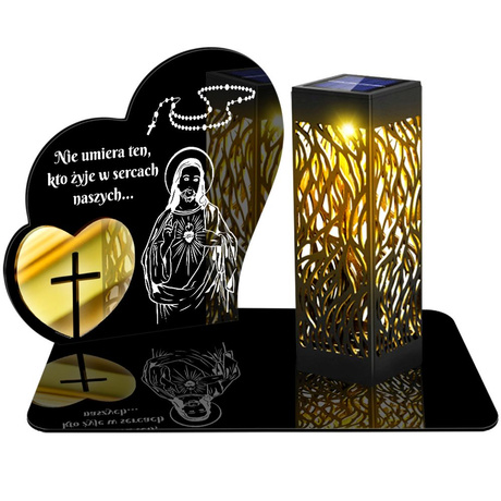ZNICZ SOLARNY LED WIECZNY PODSTAWKA NA CMENTARZ GRÓB lampka Serce 3D 