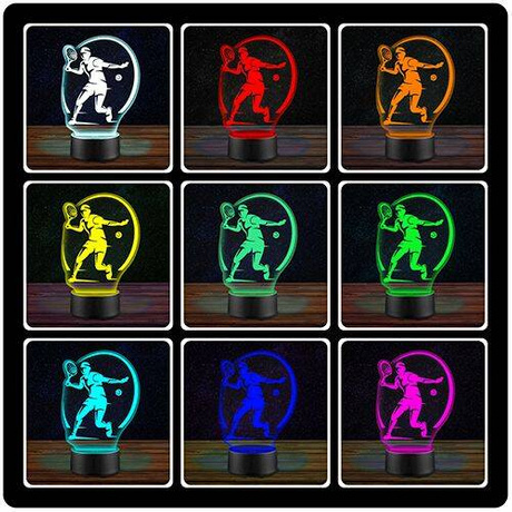 LAMPKA NOCNA LED TENISISTA TENIS 3D + PILOT prezent URODZINY statuetka
