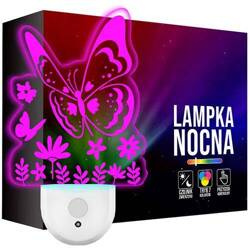 Lampka Nocna LED dla Dzieci MOTYLEK KWIATKI do kontaktu gniazdka CZUJNIK