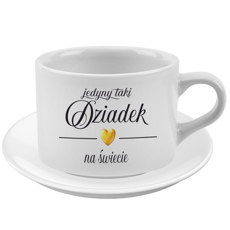 Prezent na Dzień Babci i Dziadka urodziny Filiżanka ze spodkiem z Dedykacją