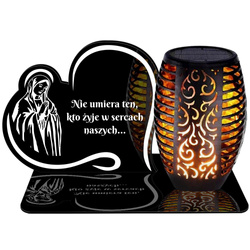ZNICZ SOLARNY LED WIECZNY PODSTAWKA NA CMENTARZ GRÓB Serce EFEKT PŁOMIENIA