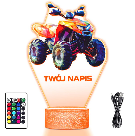 LAMPKA NOCNA LED 3D QUAD OFFROAD prezent dla dziecka URODZINY statuetka + pilot