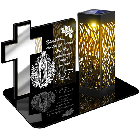 ZNICZ SOLARNY LED WIECZNY PODSTAWKA NA CMENTARZ GRÓB lampka Krzyż 3D DLA MĘŻA