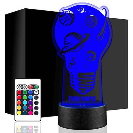 LAMPKA NOCNA LED ŻARÓWKA KOSMOS PLANETA + PILOT prezent URODZINY statuetka