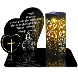 ZNICZ SOLARNY LED WIECZNY PODSTAWKA NA CMENTARZ GRÓB lampka Serce 3D