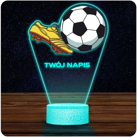 LAMPKA NOCNA LED 3D PIŁKA NOŻNA dla PIŁKARZA KORKI prezent dla dziecka URODZINY statuetka + pilot