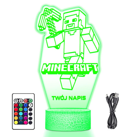 LAMPKA NOCNA LED 3D Minecraft Steve prezent dziecka URODZINY statuetka