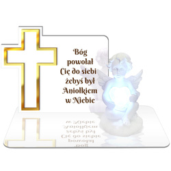 ZNICZ LED GRÓB Dziecka Córki Syna ANIOŁEK PODSTAWKA NA CMENTARZ BIAŁY ANIOŁ
