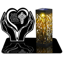 ZNICZ SOLARNY LED WIECZNY PODSTAWKA Serce NA CMENTARZ GRÓB lampka 3D