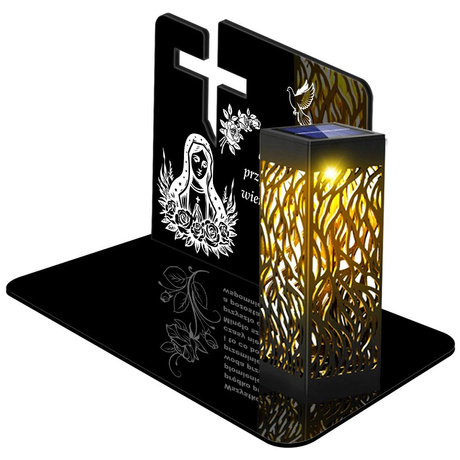 ZNICZ SOLARNY LED WIECZNY PODSTAWKA NA CMENTARZ GRÓB lampka Krzyż 3D 