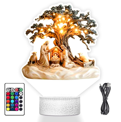 LAMPKA NOCNA LED 3D SZOPKA BOŻE NARODZENIE prezent dla dziecka NA ŚWIĘTA