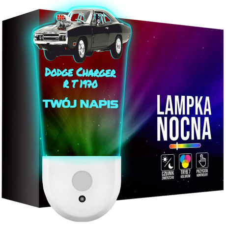 Lampka Nocna LED dla Dziecka auto DODGE Charger kontaktu gniazdka CZUJNIK