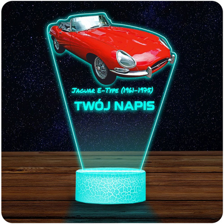 LAMPKA NOCNA LED 3D AUTO Jaguar E-Type prezent dla dziecka URODZINY statuetka + pilot