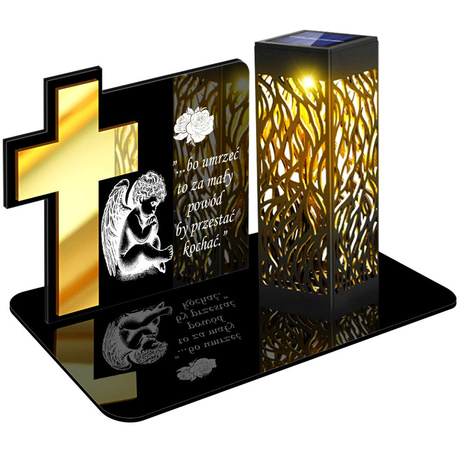 ZNICZ SOLARNY LED WIECZNY PODSTAWKA NA CMENTARZ GRÓB lampka Krzyż 3D